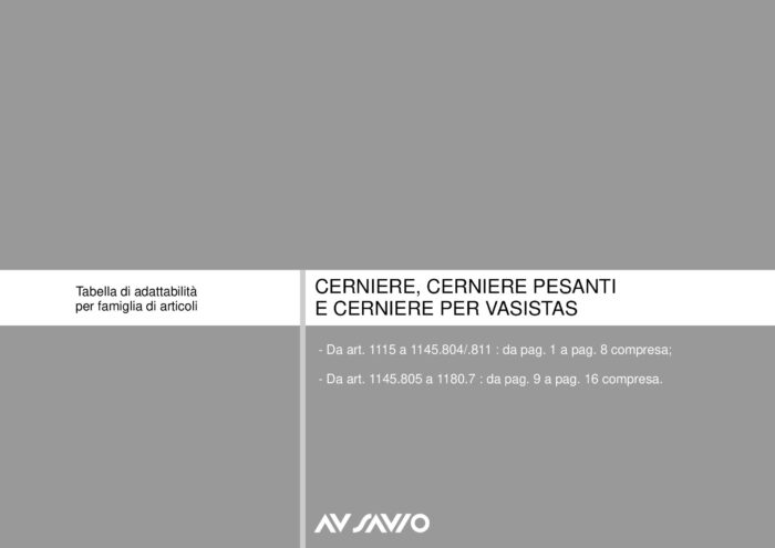 Tabella di adattabilità CERNIERE